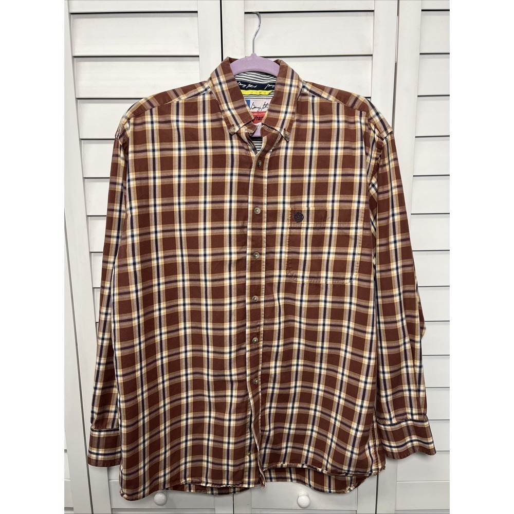 Wrangler George Strait Cowboy Cut Plaid Long Sleeve Button Down Shirt Size M